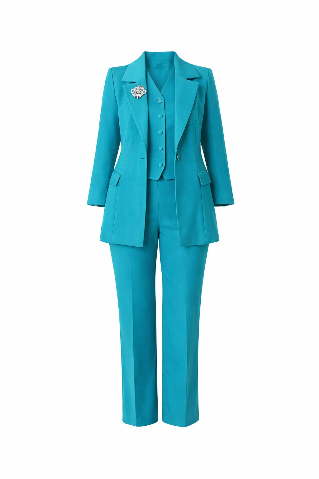 Three-Piece Suit Set with Blazer, Vest & Pants