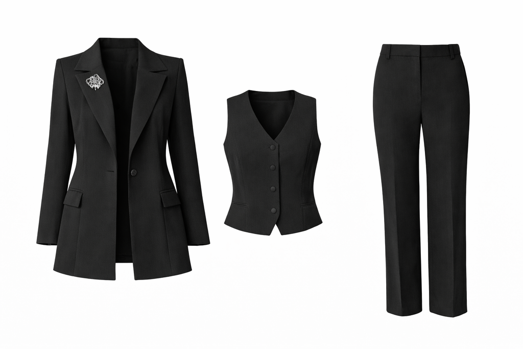 Three-Piece Suit Set with Blazer, Vest & Pants