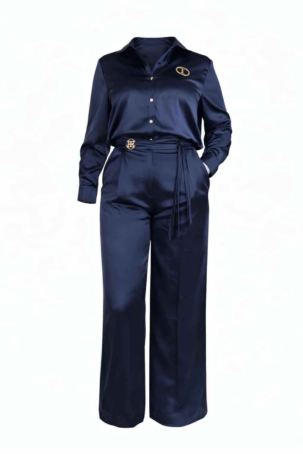 Elegant Satin Wide-Leg Jumpsuit for Women