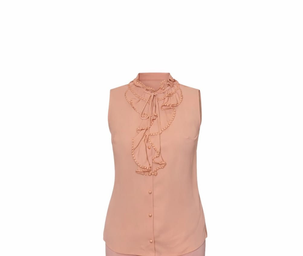 Sleeveless Ruffle Neck Blouse for Women